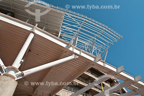  Assunto: Construção da Arena do Grêmio (2012) - instalação da cobertura do estádio / Local: Humaitá - Porto Alegre - Rio Grande do Sul (RS) - Brasil / Data: 08/2012 