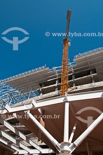  Assunto: Construção da Arena do Grêmio (2012) - instalação da cobertura do estádio / Local: Humaitá - Porto Alegre - Rio Grande do Sul (RS) - Brasil / Data: 08/2012 