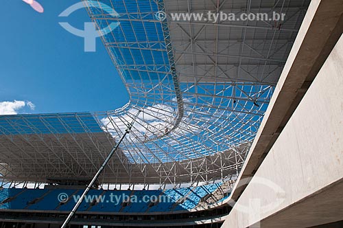  Assunto: Construção da Arena do Grêmio (2012) - instalação da cobertura do estádio / Local: Humaitá - Porto Alegre - Rio Grande do Sul (RS) - Brasil / Data: 08/2012 