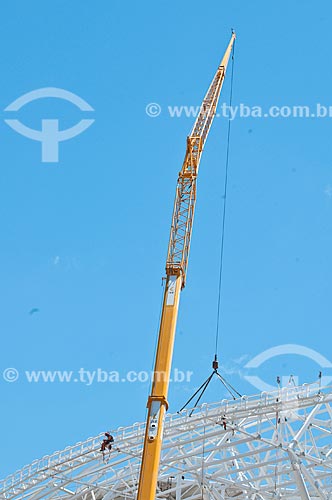  Assunto: Construção da Arena do Grêmio (2012) - instalação da cobertura do estádio / Local: Humaitá - Porto Alegre - Rio Grande do Sul (RS) - Brasil / Data: 10/2012 