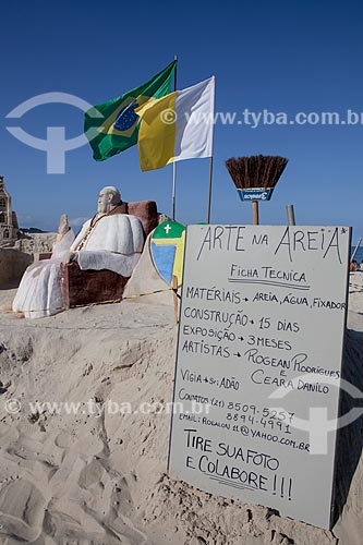  Assunto: Escultura em areia do Papa Francisco na Praia de Copacabana durante a Jornada Mundial da Juventude (JMJ) / Local: Copacabana - Rio de Janeiro (RJ) - Brasil / Data: 07/2013 
