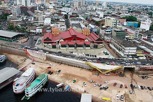  Assunto: Vista aérea do Mercado Municipal Adolpho Lisboa (1883) / Local: Manaus - Amazonas (AM) - Brasil / Data: 10/2013 