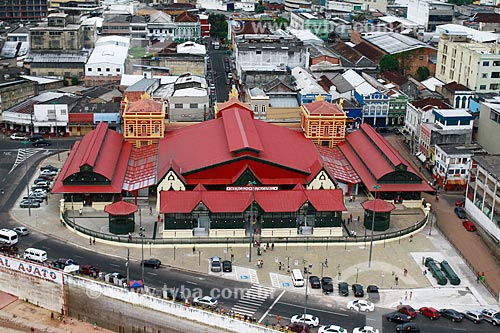  Assunto: Vista aérea do Mercado Municipal Adolpho Lisboa (1883) / Local: Manaus - Amazonas (AM) - Brasil / Data: 10/2013 