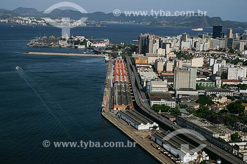  Foto aérea do Elevado da Perimetral com o Píer Mauá ao fundo  - Rio de Janeiro - Rio de Janeiro - Brasil