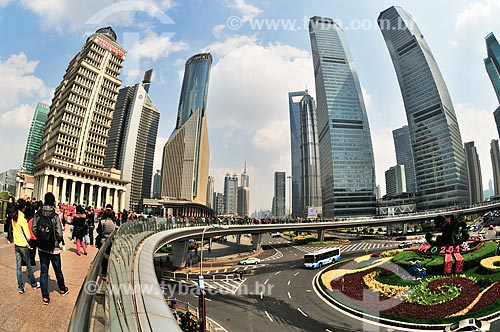  Assunto: Vista do Distrito de Pudong / Local: Xangai - China - Ásia / Data: 04/2013 