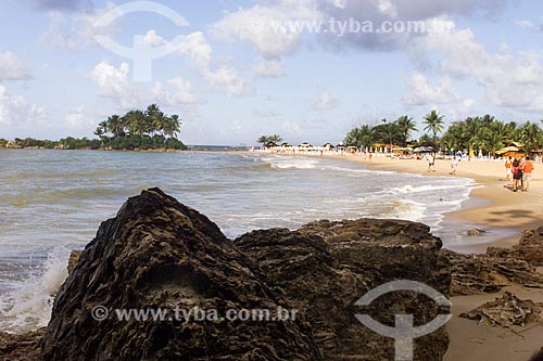  Assunto: Vista da 2ª Praia com a Ilha da Saudade ao fundo / Local: Cairu - Bahia (BA) - Brasil / Data: 04/1991 