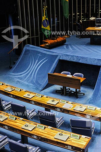  Assunto: Detalhe da bancada do plenário do Senado Federal / Local: Brasília - Distrito Federal (DF) - Brasil / Data: 08/2013 