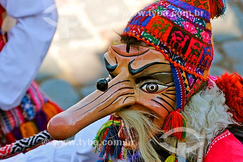  Assunto: Homem mascarado durante o Inti Raymi - festival religioso da civilização Inca em homenagem a Inti, o deus-sol, que marca o solstício de inverno / Local: Cusco - Peru - América do Sul / Data: 06/2012 