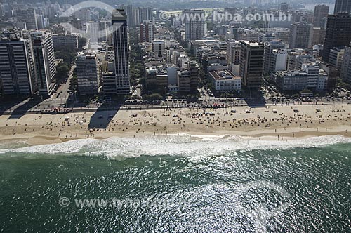  Assunto: Vista aérea da Praia do Leblon / Local: Leblon - Rio de Janeiro (RJ) - Brasil / Data: 06/2009 