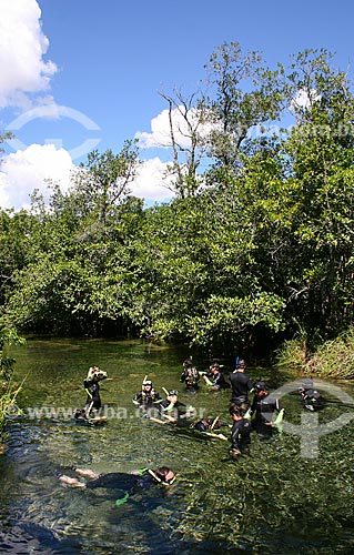  Assunto: Turistas nadando em rio / Local: Bonito - Mato Grosso do Sul (MS) - Brasil / Data: 04/2008 