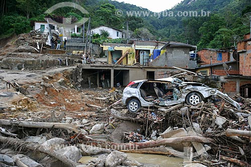  Casas destruídas pelo deslizamento de terra causado pelas fortes chuvas  - Teresópolis - Rio de Janeiro - Brasil