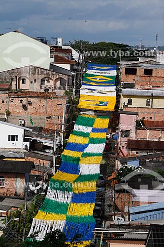  Assunto: Rua enfeitada com as cores do Brasil para a Copa do Mundo / Local: Alvorada - Manaus - Amazonas (AM) - Brasil / Data: 06/2014 