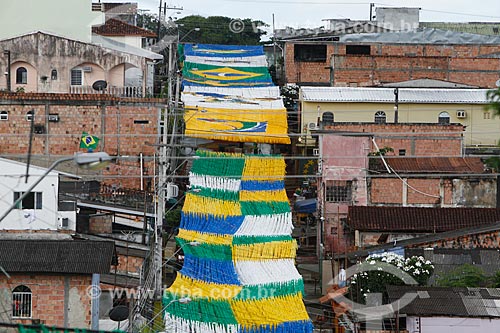  Assunto: Rua enfeitada com as cores do Brasil para a Copa do Mundo / Local: Alvorada - Manaus - Amazonas (AM) - Brasil / Data: 06/2014 