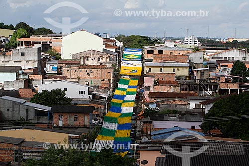  Assunto: Rua enfeitada com as cores do Brasil para a Copa do Mundo / Local: Morro da Liberdade - Manaus - Amazonas (AM) - Brasil / Data: 06/2014 