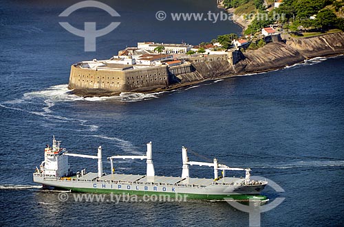  Assunto: Vista de navio e da Fortaleza de Santa Cruz (1612)  / Local: Niterói - Rio de Janeiro (RJ) - Brasil / Data: 03/2012 