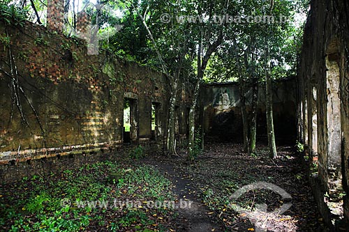  Assunto: Interior das ruínas da Vila de Paricatuba (1898) - antiga hospedaria para imigrantes italianos / Local: Iranduba - Amazonas (AM) - Brasil / Data: 04/2014 