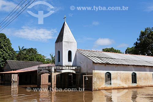  Assunto: Igreja destruída durante à cheia do Rio Madeira / Local: Distrito de Nazaré - Porto Velho - Rondônia (RO) - Brasil / Data: 04/2014 