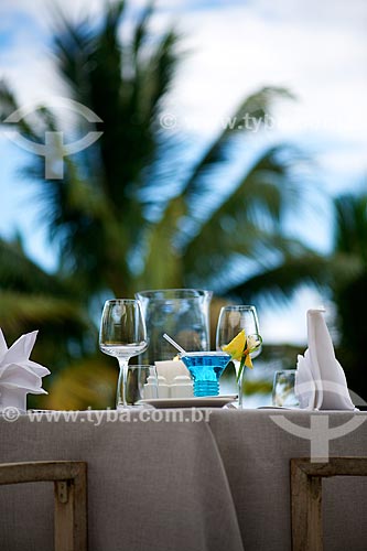  Assunto: Mesa posta para refeição no restaurante do C Beach Club / Local: Distrito de Savanne - Maurício - África / Data: 11/2012 
