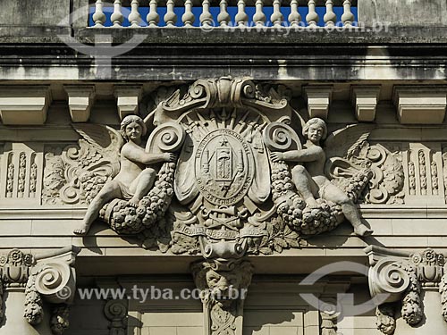  Assunto: Detalhe da fachada do Palácio Piratini (1921) - sede do Governo do Estado / Local: Porto Alegre - Rio Grande do Sul (RS) - Brasil / Data: 05/2014 