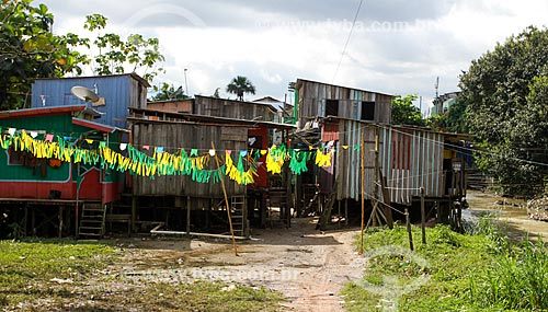  Assunto: Casas decorada durante a Copa do Mundo no Brasil / Local: Manaus - Amazonas (AM) - Brasil / Data: 06/2014 