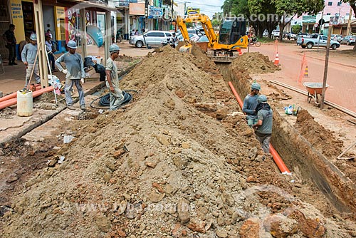  Construção da rede de esgoto doméstica - obra contratada pela Norte Energia como compensação da liberação da construção da Usina de Belo Monte  - Altamira - Pará (PA) - Brasil
