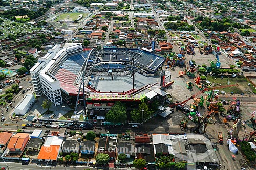  Vista aérea do Centro Cultural e Esportivo Amazonino Mendes (1988) - também conhecido como Bumbódromo  - Parintins - Amazonas (AM) - Brasil