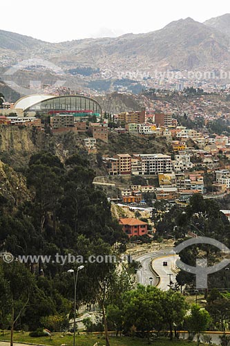  Vista geral de La Paz com o Piscina olímpica de Alto Obrajes  - La Paz - Departamento de La Paz - Bolívia