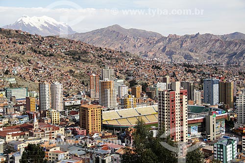 Vista geral de La Paz com o Estádio Hernando Siles (1931)  - La Paz - Departamento de La Paz - Bolívia