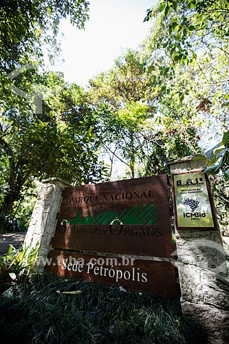  Placa na entrada do Parque Nacional da Serra dos Órgãos  - Petrópolis - Rio de Janeiro (RJ) - Brasil