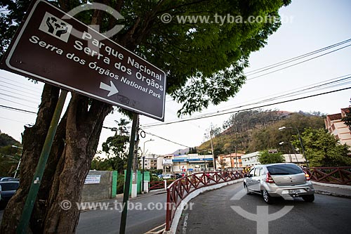  Placa indicando a entrada do Parque Nacional da Serra dos Órgãos  - Petrópolis - Rio de Janeiro (RJ) - Brasil