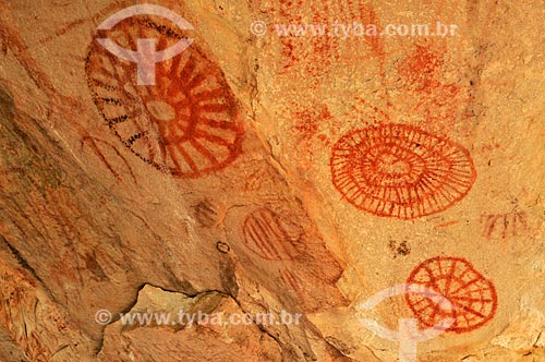  Desenhos rupestres no Sítio Arqueológico Gruta das Araras  - Serranópolis - Goiás (GO) - Brasil