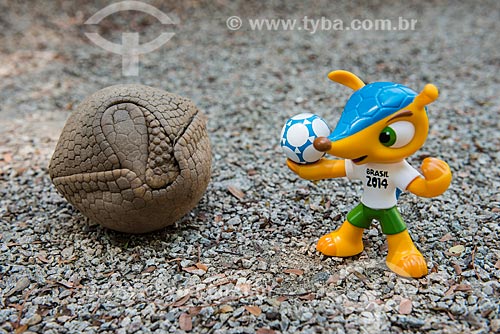  Tatu-bola-da-caatinga (Tolypeutes tricinctus) e Fuleco (Boneco símbolo da Copa do Mundo do Brasil)  - Rio de Janeiro - Rio de Janeiro (RJ) - Brasil