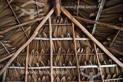  Detalhe do teto de sapé em cabana na Vila de Queimada dos Britos no Parque Nacional dos Lençóis Maranhenses  - Santo Amaro do Maranhão - Maranhão (MA) - Brasil
