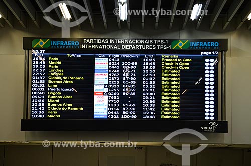  Painel de voos do Aeroporto Internacional Antônio Carlos Jobim  - Rio de Janeiro - Rio de Janeiro (RJ) - Brasil