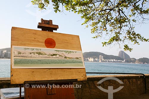  Quadro retratando a Praia de Copacabana no Forte de Copacabana (1914-1987), atual Museu Histórico do Exército - Praia de Copacabana ao fundo  - Rio de Janeiro - Rio de Janeiro (RJ) - Brasil