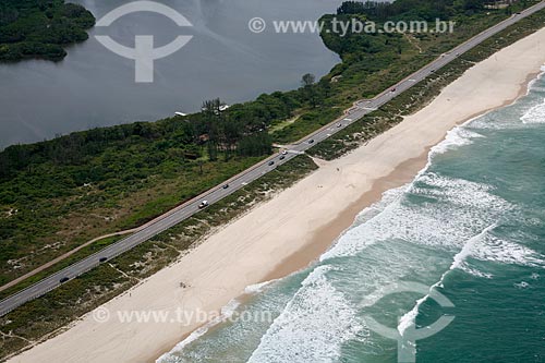  Foto aérea da Parque Natural Municipal de Marapendi entre a Praia da Reserva e a Lagoa de Marapendi  - Rio de Janeiro - Rio de Janeiro (RJ) - Brasil