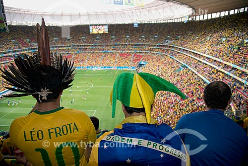  Torcedores no interior do Estádio Nacional de Brasília Mané Garrincha antes do jogo entre Brasil x Camarões durante a Copa do Mundo no Brasil  - Brasília - Distrito Federal (DF) - Brasil