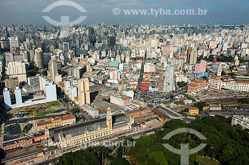  Foto aérea do Parque da Luz e a Estação da Luz  - São Paulo - São Paulo (SP) - Brasil