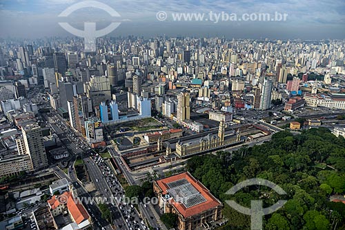  Foto aérea da Pinacoteca do Estado de São Paulo, Parque da Luz e a Estação da Luz  - São Paulo - São Paulo (SP) - Brasil