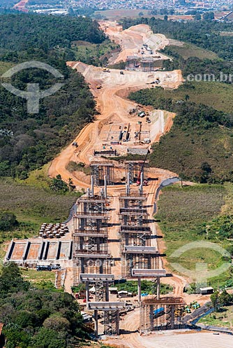  Foto aérea das obras no trecho norte do Rodoanel Mário Covas - também conhecido como Rodoanel Metropolitano de São Paulo  - Guarulhos - São Paulo (SP) - Brasil