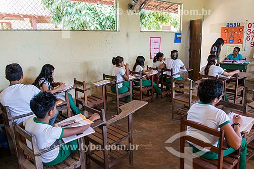  Sala de Aula da Escola Municipal de Ensino Fundamental Nossa Senhora do Perpétuo Socorro na Floresta Nacional do Tapajós  - Belterra - Pará (PA) - Brasil