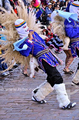  Folião durante o Inti Raymi - festival religioso da civilização Inca em homenagem a Inti, o deus-sol, que marca o solstício de inverno  - Cusco - Departamento de Cusco - Peru