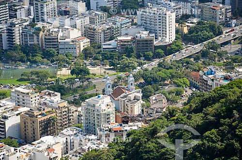  Vista dos prédios na Lagoa e da Paróquia Santa Margarida Maria (1956) a partir do Morro dos Cabritos  - Rio de Janeiro - Rio de Janeiro (RJ) - Brasil