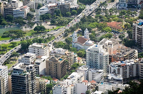  Vista dos prédios na Lagoa e da Paróquia Santa Margarida Maria (1956) a partir do Morro dos Cabritos  - Rio de Janeiro - Rio de Janeiro (RJ) - Brasil