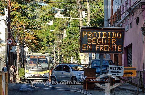  Rua interditada devido a reforma do Bonde de Santa Teresa  - Rio de Janeiro - Rio de Janeiro (RJ) - Brasil