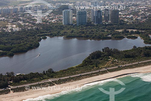  Foto aérea da orla do Parque Natural Municipal de Marapendi  - Rio de Janeiro - Rio de Janeiro (RJ) - Brasil