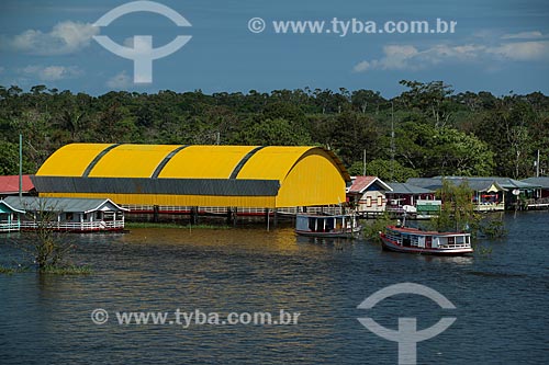  Comunidade Ribeirinha às margens do Rio Amazonas durante a época de cheia  - Careiro da Várzea - Amazonas (AM) - Brasil