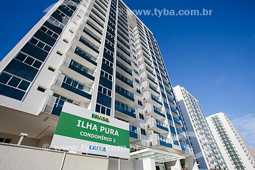  Fachada do Condomínio Residencial Ilha Pura Vila dos Atletas - edifícios onde os atletas se hospedarão durante os Jogos Olímpicos - Rio 2016  - Rio de Janeiro - Rio de Janeiro (RJ) - Brasil