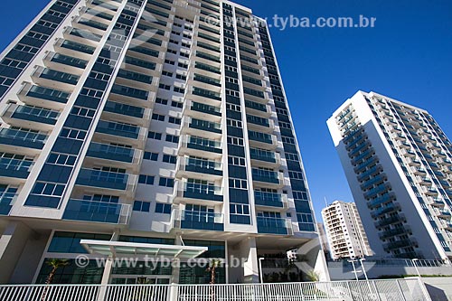  Fachada do Condomínio Residencial Ilha Pura Vila dos Atletas - edifícios onde os atletas se hospedarão durante os Jogos Olímpicos - Rio 2016  - Rio de Janeiro - Rio de Janeiro (RJ) - Brasil