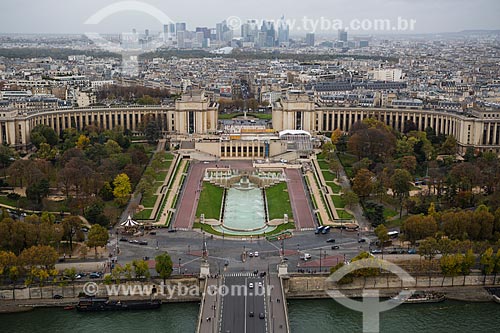  Vista de cima do Jardins du Trocadéro (Jardim do Trocadero) a partir da Torre Eiffel  - Paris - Paris - França